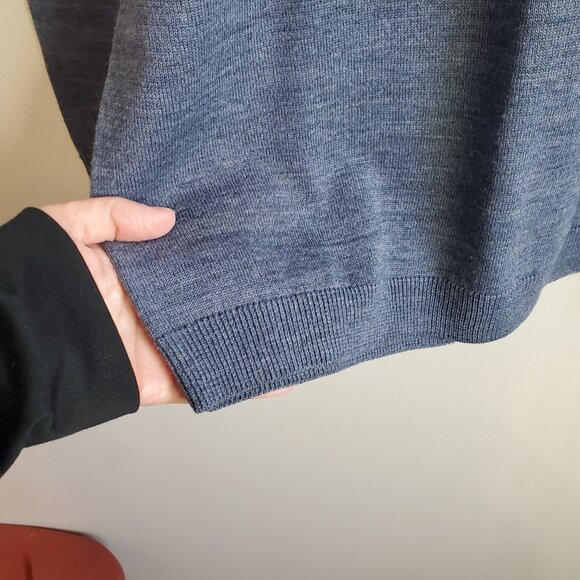 BELLISSIMO Vintage Merino Wool Blend Mock Neck Sweater Shirt Blue Men's Small - Picture 6 of 12